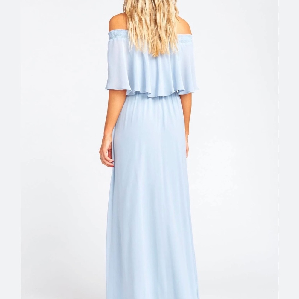 Show Me Your Mumu Hacienda Maxi Dress ✨ Romantic Blue Off Shoulder Gown - Picture 3 of 8